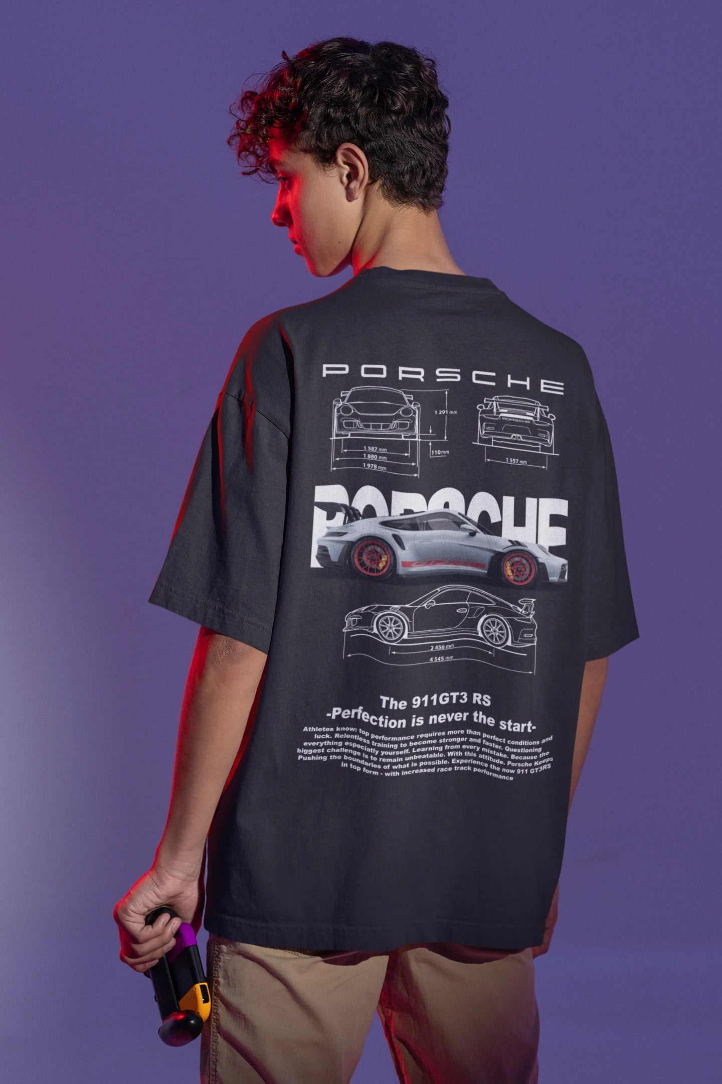 Porsche 911 GT3 RS T-Shirt – Vintage Car Blueprint Graphic Tee for Car Enthusiasts